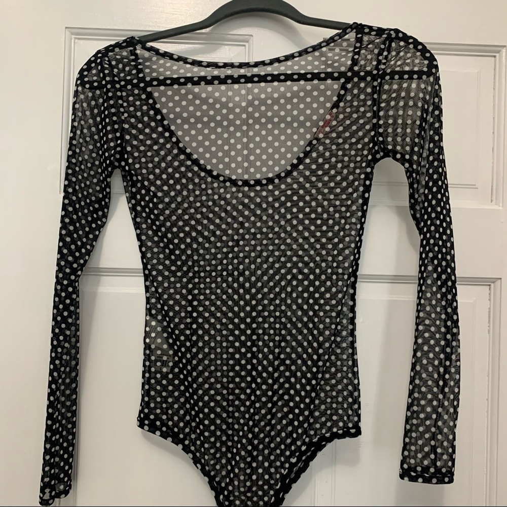 Mesh polka dot bodysuit